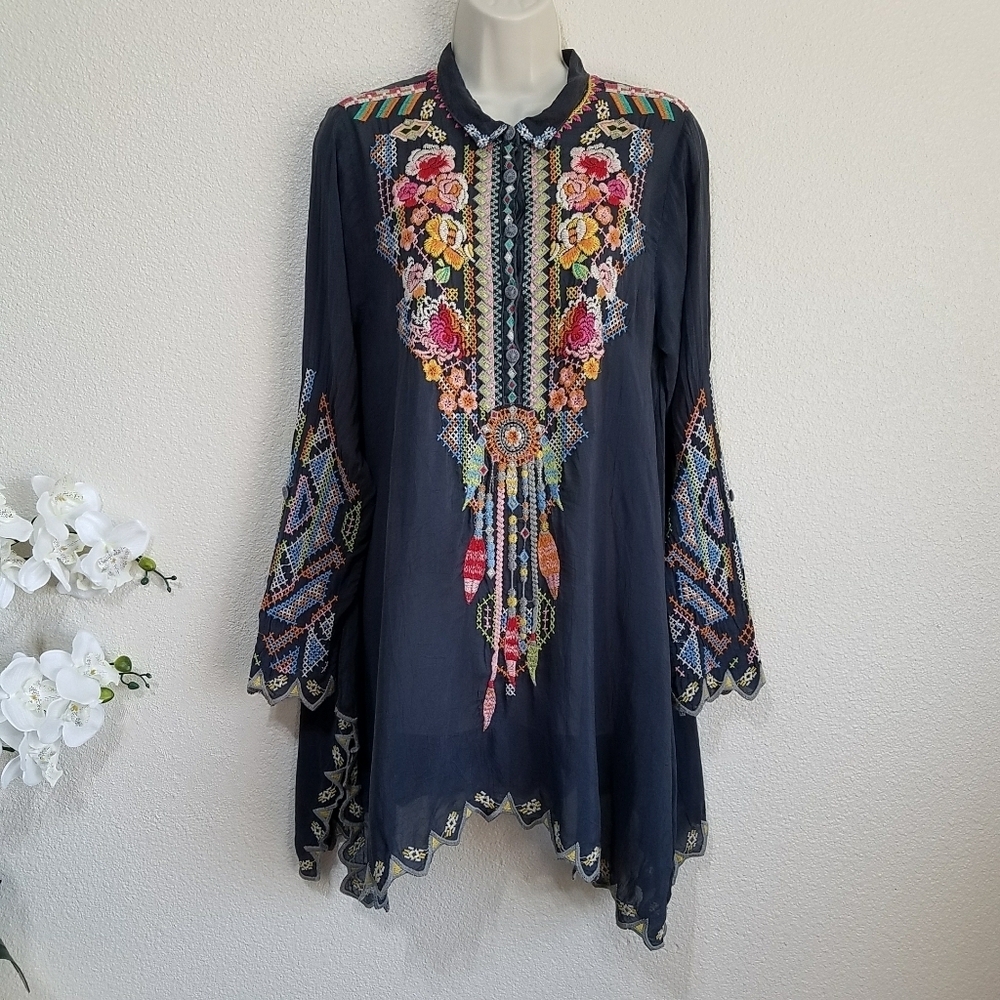 Johnny Was Festival Georgette Tunic